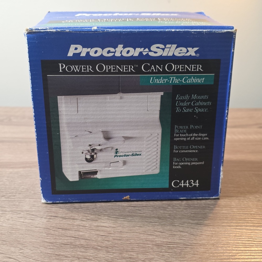 Proctor Silex Power Opener Can Opener Under-Cabinet Mount White C4434 3-in-1